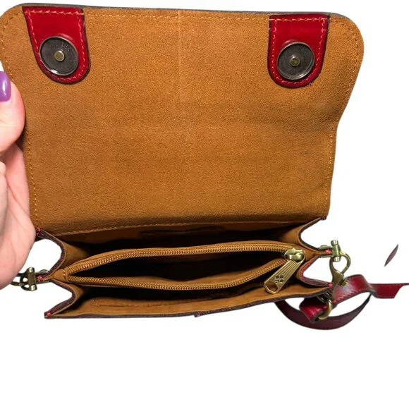 Patricia Nash Garnet Red Leather Crossbody Top Handle Bag - Picture 7 of 8